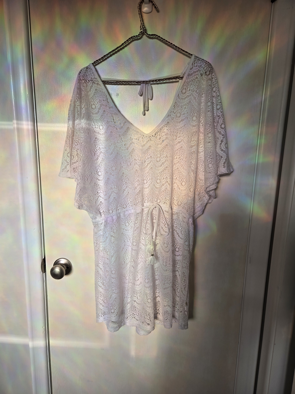 White La Vie En Rose Aqua Sheer Lace Cover-Up
